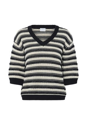 Kaffe, KASTINE VNECK ¾ SLEEVE - Pullover - turtledove black stripe