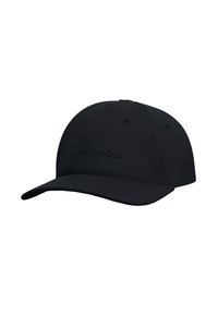 Casquette noire ajustée en tissu texturé, avec une couronne arrondie et un visière incurvée, arborant le logo "Smartwool" en relief à l'avant.