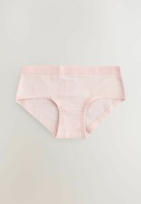 Slip in cotone rosa con una consistenza morbida, dotato di una fascia elastica più ampia con il nome del marchio "NEXT" impresso. Taglio classico senza ulteriori motivi.