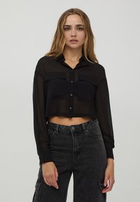 Terranova CROP TRASPARENTE - Camicia - nero