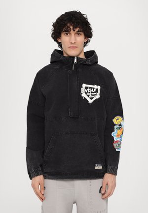 HALF ZIP JACKET WITH HOOD - Jeansjakke - charcoal