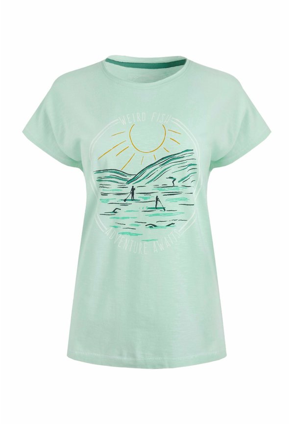 ADVENTURE AWAITS FRONT - Print T-shirt - seafoam3