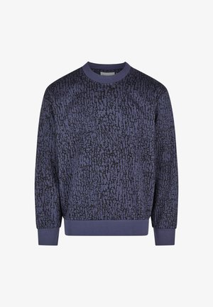 Sweatshirt in dark purple, featuring a textured black abstract pattern. Round neck, ribbed cuffs, and hem with a fitted silhouette.