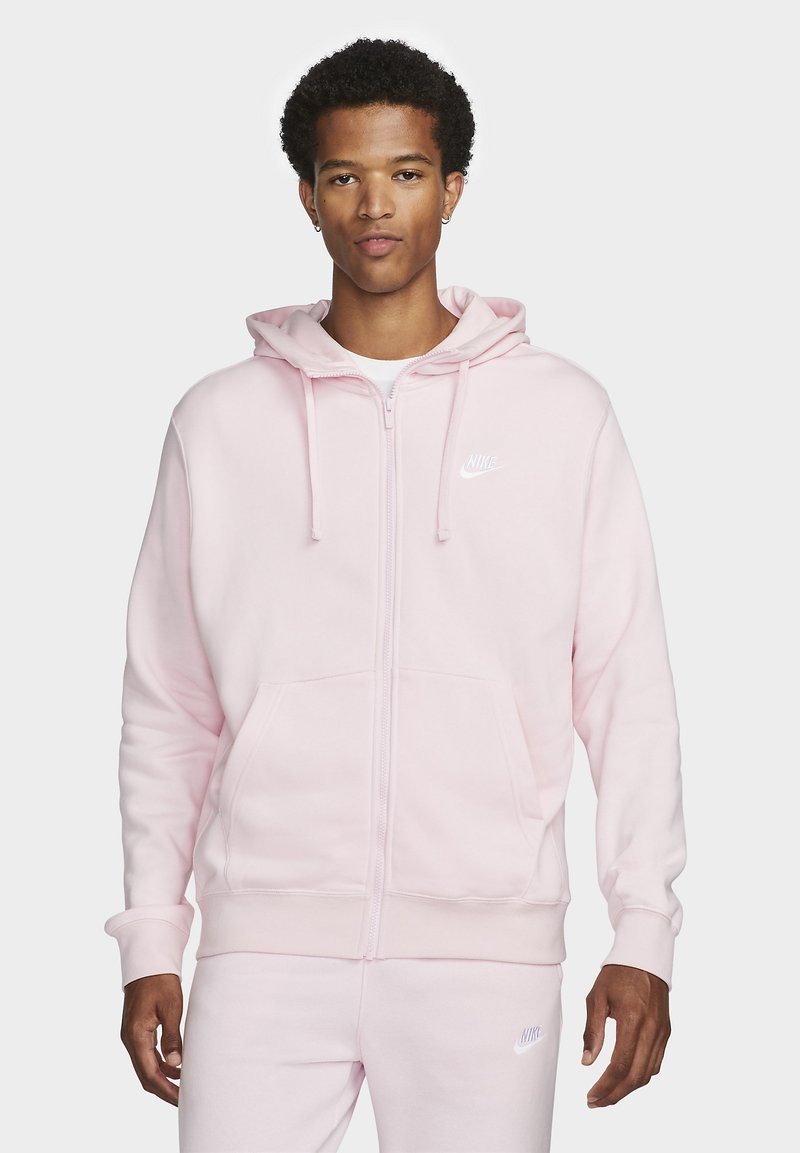 Nike Sportswear M CLUB HOODIE FZ BB - Camisola com fecho - pink foam/pink foam/(white)