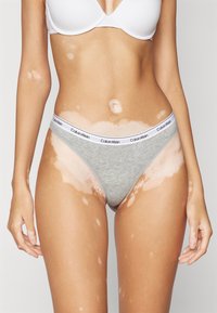 Calvin Klein Underwear THONG MODERN LOGO 3 PACK  - Stringit - black/grey heather/café fun