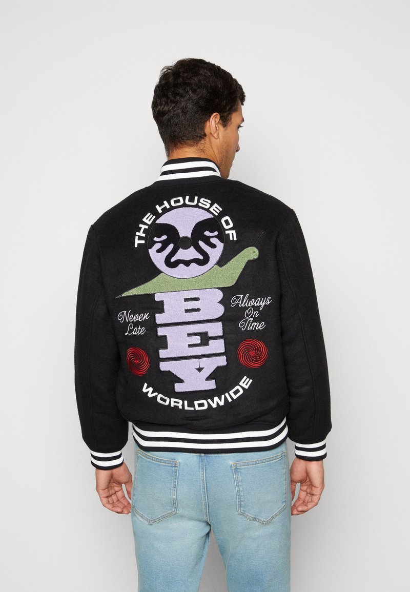 Obey Clothing TIME VARSITY JACKET UNISEX Bomber Jacket black