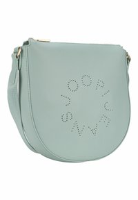 Borsa a tracolla in ecopelle verde menta dalla forma arrotondata, con dettagli del logo perforati e una tracolla regolabile.