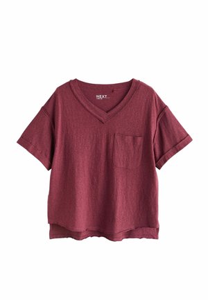 REGULAR FIT - LOOK SHORT SLEEVE V-NECK  - T-Shirt print - chocolate brown