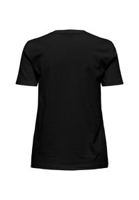 Sort T-shirt med korte ærmer og rund hals vist fra ryggen mod en hvid baggrund.