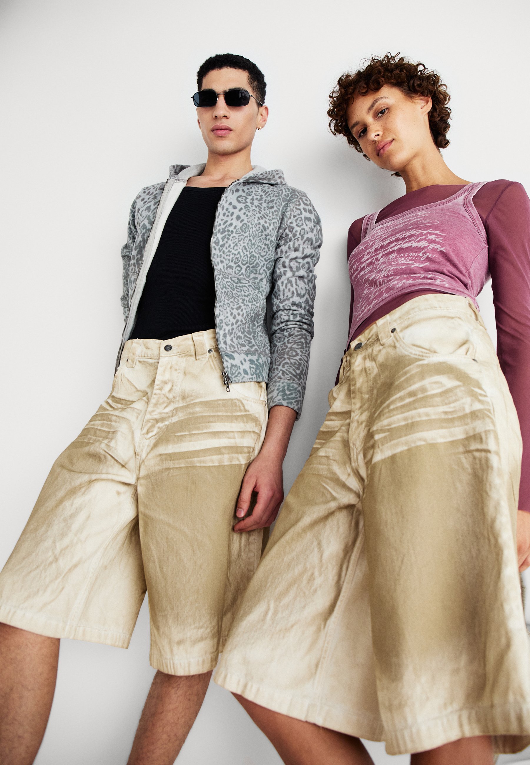 【JADED LONDON】Khaki /Sand Oil Wash Colossus Jorts Shop Sand Oil Wash Colossus Jorts | Jaded London | Clothing