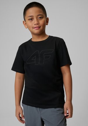 4F, 4F T-SHIRT Z NADRUKIEM CHŁOPIĘCY - BIAŁY 122 (6-7 LAT) - T-shirt imprimé - deep black