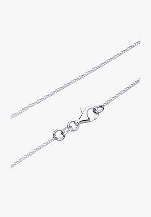 Ezüst láncos nyaklánc szőtt mintával, lapos kapoccsal és "925" jelöléssel az ezüst tisztaságának hitelesítésére.