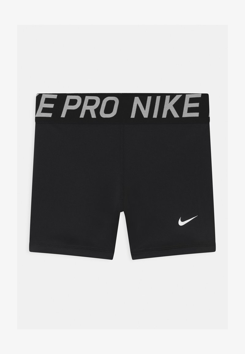 Černé sportovní šortky s širokým elastickým pasem, na kterém je šedým písmem napsáno "PRO NIKE". Na spodní přední části se nachází malé bílé logo Nike.