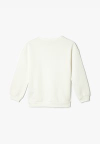Witte sweatshirt met een ronde hals, drop shoulders en geribbelde mouwen. De stof ziet er zacht en glad uit met een minimalistisch ontwerp.