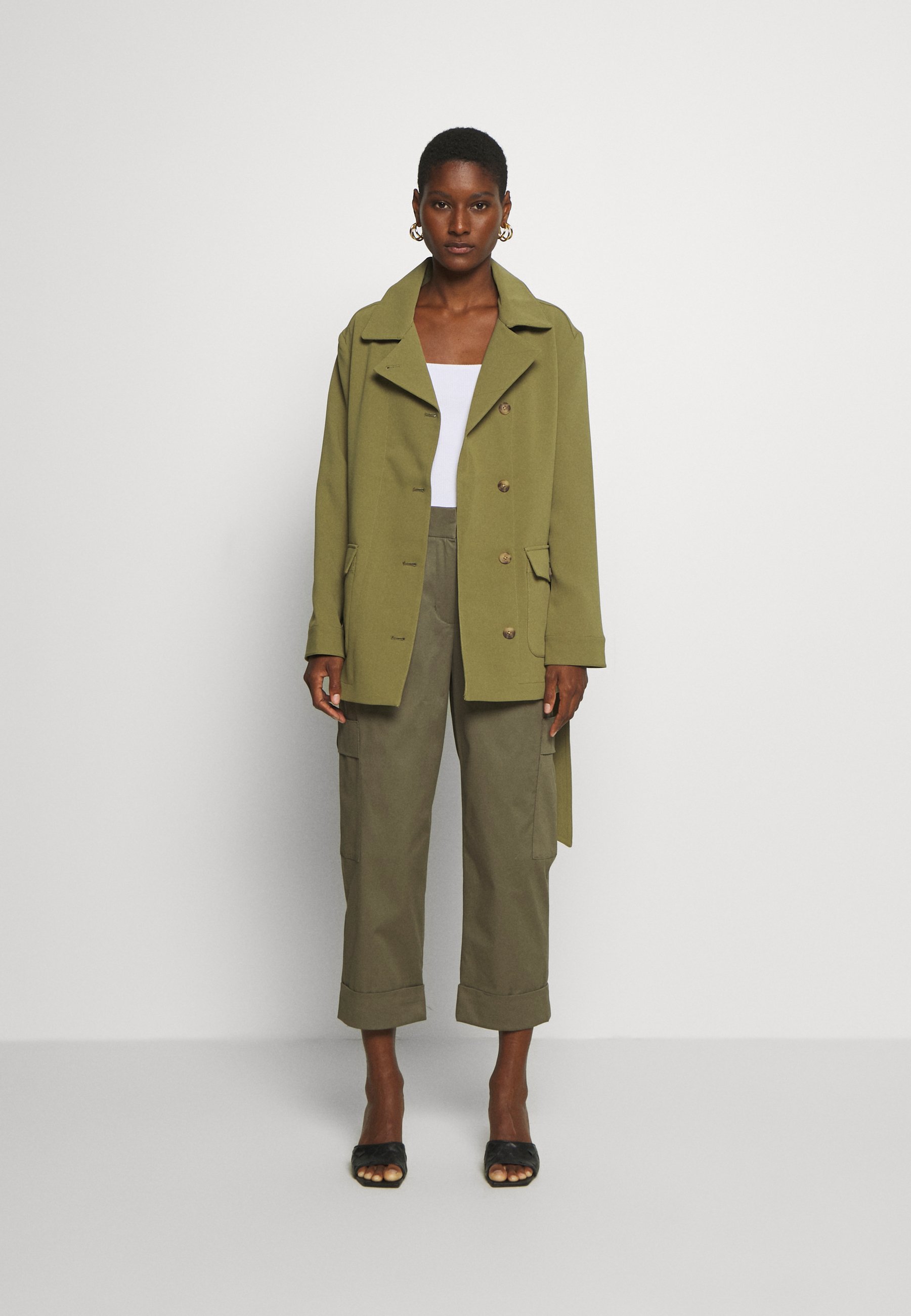 someday. COSBY Stoffhose soft moss Benetton Long Fluid Trench Coat Damen Mantel Blazer Schwarz