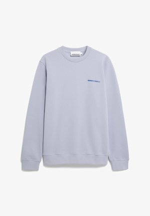 Lichtpaarse sweatshirt van zachte stof, met een ronde halslijn en ribgebreide mouwen. Het heeft een klein blauw "ARMEDANGELS" logo op de borst.