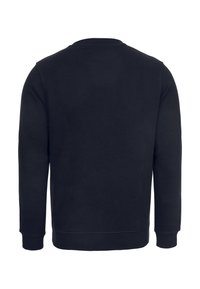 Schwarzer sweatshirt mit langen Ärmeln, Rundhalsausschnitt und gerippten Bündchen. Aus weichem Stoff mit glatter Textur und ohne sichtbare Muster oder Akzente.