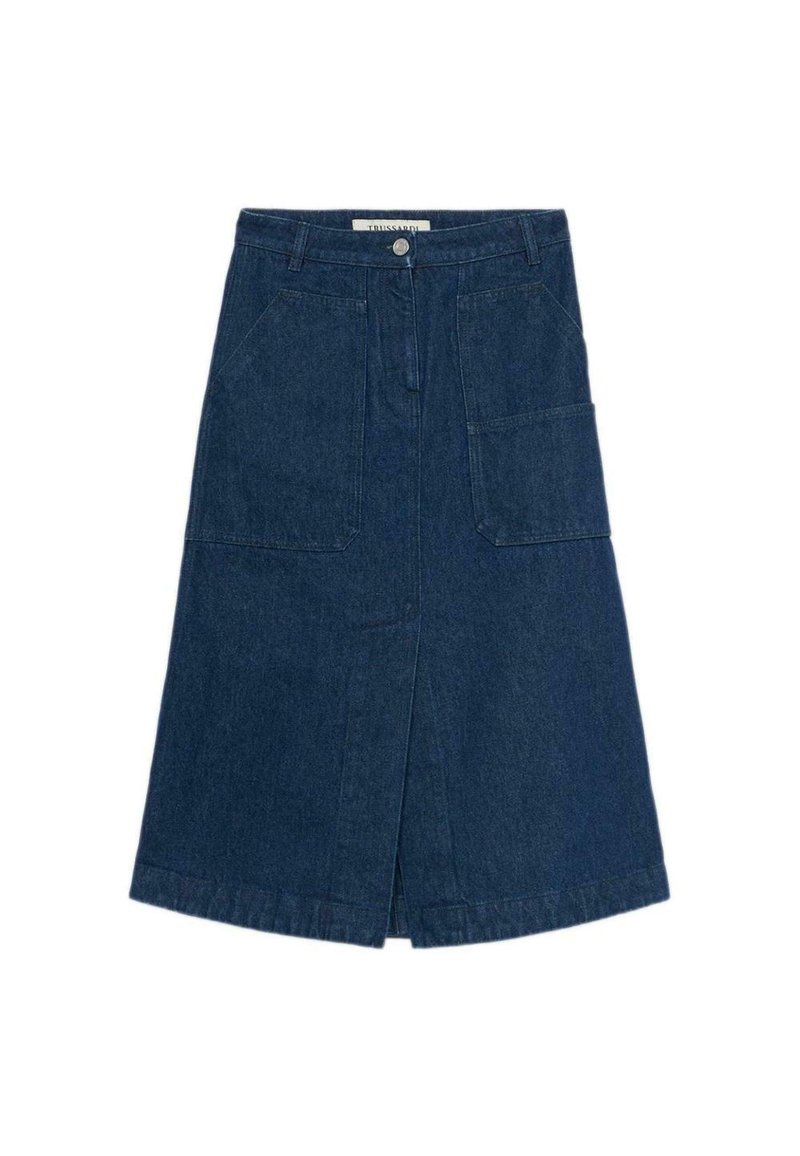 Jupe Trussardi Jeans En Coton Blanc - Taille 44-46 (IT), Style à Plis, Neuve Sans étiquette