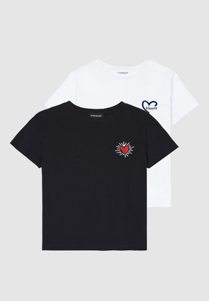 2 PACK - Print T-shirt - white/black