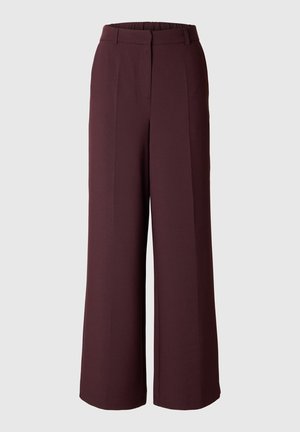 Selected Femme SLFRITA-PAXA HW EXTRA WIDE MEL - Trousers - plum perfect detail melange