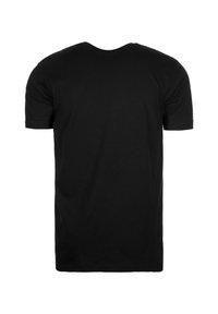 Sort bomulds T-shirt med korte ærmer, standard crew-neck og glat tekstur. Bagsiden viser ingen mønstre eller designs.