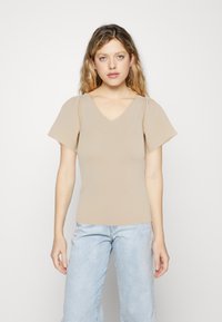 Vero Moda - GINNY V NECK NOOS - Apdrukāts T-krekls - eggnog Miniatūras attēls 1