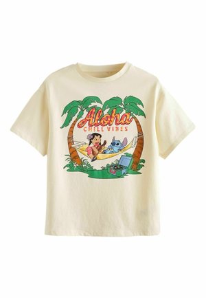 LICENSE   - T-Shirt print - lilo stitch ecru cream