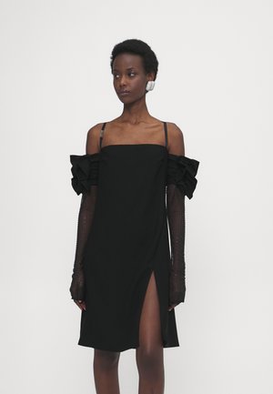 RUFFLED SLEEVES PLAQUET - Koktailové šaty/večierkové šaty - black