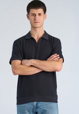 Junk De Luxe OPEN COLLAR STRUCTURE - Poloshirt - navy