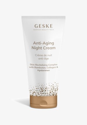 GESKE anti-aging natcreme tube med hud-revitaliserende kompleks inklusiv Rambutan, kollagen og hyaluronan.