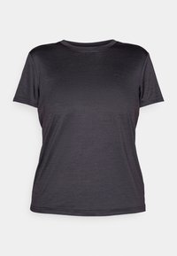 Gray short-sleeve t-shirt made of lightweight fabric, featuring a crew neck, smooth texture, and a subtle logo on the chest.