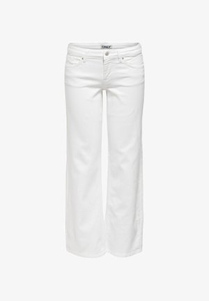 Vita vida byxor i mjuk bomull. Har fem fickor, en framknapp och dragkedja. Slät yta med en ren design.