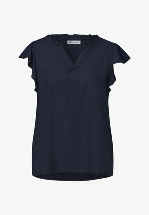 Street One, BLUSENSHIRT MIT SPLIT NECK UND VOLANT-ÄRMELN - Blouse - darkest blue