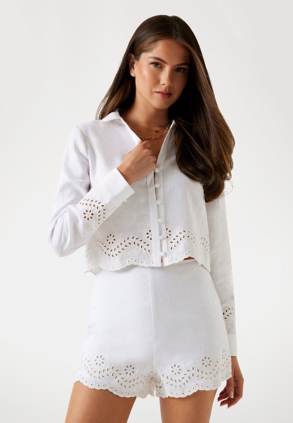 STICKEREI - Hemdbluse - weiß