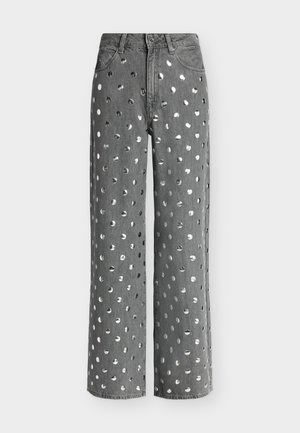 KARL LAGERFELD, STUD DETAIL DENIM PANTS - Τζιν χαλαρής εφαρμογής - dark grey denim