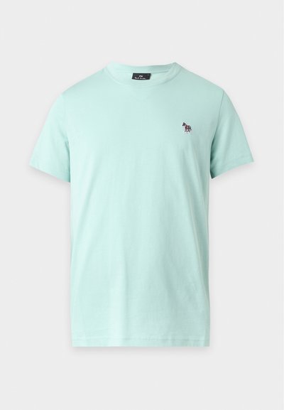 Φωτεινό μπλε κοντομάνικο T-shirt με στρογγυλή λαιμόκοψη και μικρό πολύχρωμο κεντημένο λογότυπο ζέβρας στο αριστερό στήθος.
