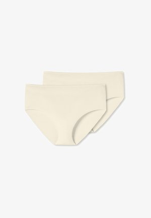 Beige puuvillased aluspüksid kahe kaupa. Omavad siledat tekstuuri ja keskmist katvust koos lihtsa, klassikalise disainiga.