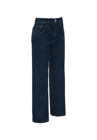 Tumed sinised denim teksad sirge jala kujundusega. Omavad esipunkte ning lukku/nupuvajutust. Klassikaline õmblusdetail kogu ulatuses.