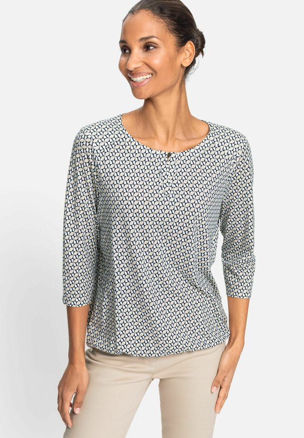 MIT GRAFISCHEN ALLOVER - Bluse - beige