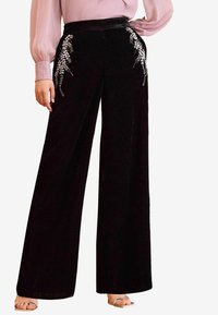 Love & Roses HAND EMBELLISHED WIDE LEG - Housut - black velvet