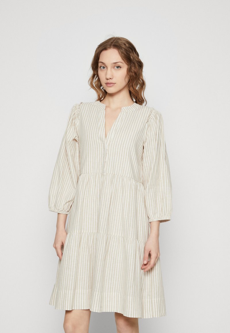 Women's Cotton Striped Short Dress with 3/4 Sleeves main image 1