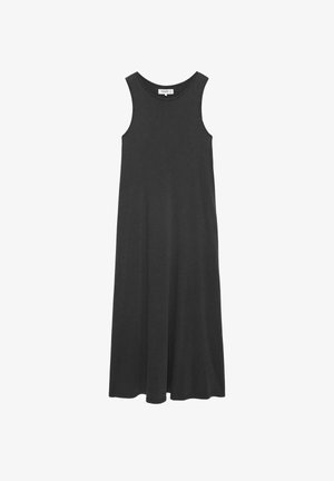 Ärmelloses schwarzes Maxikleid mit rundem Ausschnitt und einer entspannten, fließenden Passform.