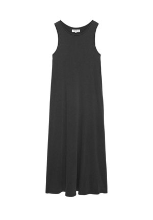 Abito maxi nero senza maniche con scollo rotondo e vestibilità rilassata e fluida.