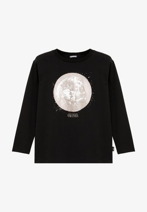 Black long-sleeve shirt with a large white moon graphic in the center and small "GLVR" text below the moon.