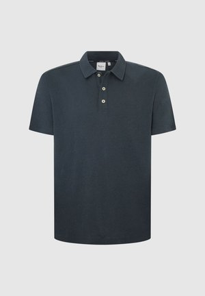 Granatowa koszulka polo z klasycznym kołnierzykiem, trzyguzikowym zapięciem i krótkimi rękawami. Wykonana z teksturowanej bawełny z detalem logo.