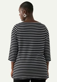 Ulla Popken RAYÉ EN PIMA ENCOLURE BATEAU ET MANCHES - Maglietta a manica lunga - black