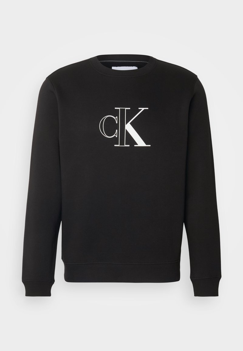 Calvin Klein Jeans OUTLINE MONOLOGO CREW NECK - Sweatshirt - black ...