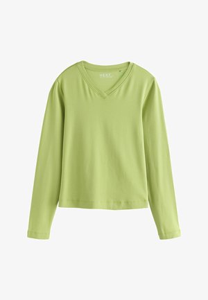 Next, REGULAR FIT - LONG SLEEVE HIGH V-NECK FITTED T-SHIRT - Langarmshirt - green