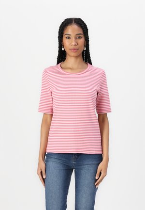 STRIPED CREW NECK - T-Shirt print - bright rose