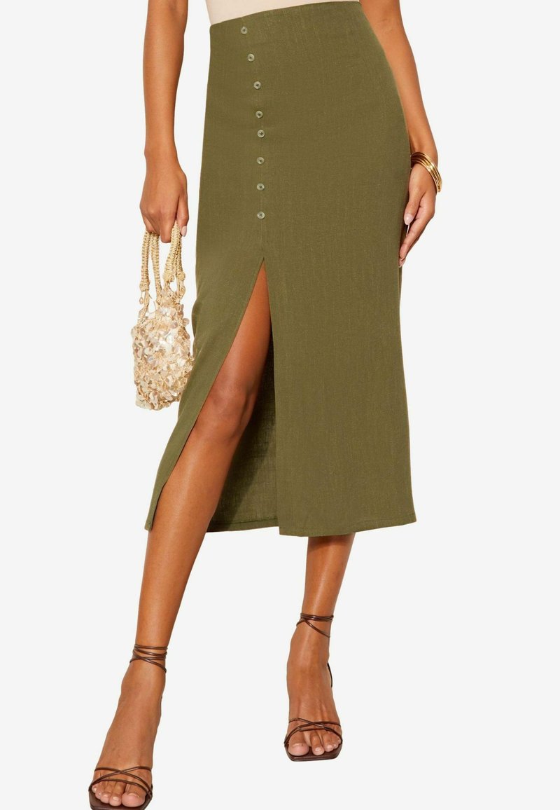 Friends Like These BUTTON DETAIL - Puzdrová sukňa - khaki green